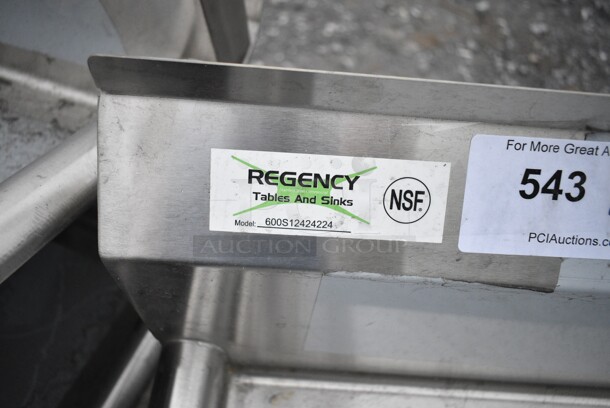 BRAND NEW SCRATCH AND DENT! Regency 600S12424224 Stainless Steel Single Bay Sink w/ Dual Drain Boards. Bay 24x24x14. Drain Boards 22.5x26. No Legs.  - Image 7 of 7