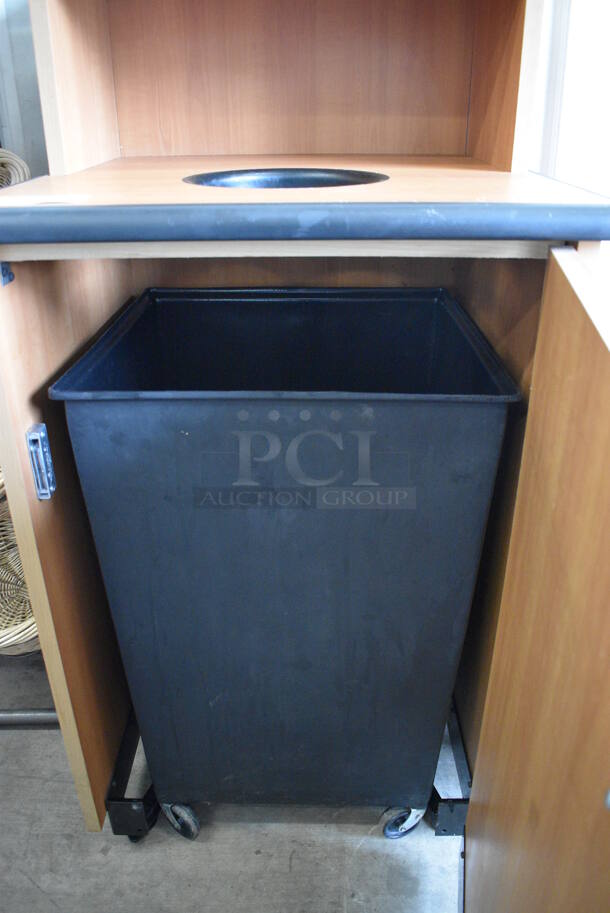Wood Pattern Trash Can Shell w/ Trash Deposit Hole, Tray Return, Door and Trash Can. 25.5x25.5x48 - Image 3 of 4
