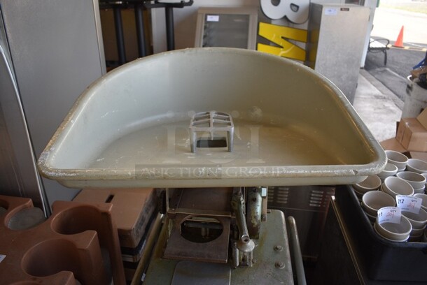 Hollymatic Super Model 54 Metal Commercial Countertop Patty Making & Forming Machine w/ Tray on Metal Commercial Portable Cart. 32x30x56. Tested and Powers On But Parts Do Not Move - Image 3 of 8