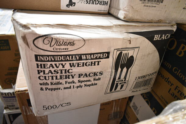 PALLET LOT of 25 BRAND NEW Boxes Including 2 Box Noble Large Gloves, Fineline 210-CL 10.25" Plates, 130BKFSNSPH Visions Heavy Weight Black Wrapped Plastic Cutlery Pack with Napkin and Salt and Pepper Packets - 500/Case, 5013858HVY Hercules Trash Bags, 2 Box 5002TPJ Lavex 2-Ply Jumbo Toilet Paper Roll with 9" Diameter, 720 Feet / Roll - 12/Case, CH24DEF 24 oz. Tamper-Resistant, Tamper-Evident Hinged Container, 500TO10103 Choice 10" x 10" x 3" Microwaveable 1-Compartment Black / Clear Plastic Hinged Container - 100/Case, 5004W Choice 4 oz. White Poly Paper Hot Cup - 1000/Case. 25 Times Your Bid! - Image 5 of 12
