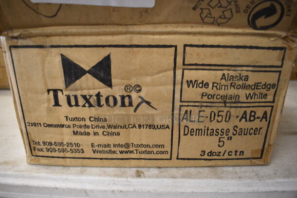 8 BRAND NEW IN BOX! Tuxton ALE-050-AB-A White Ceramic Saucers. 5x5x1. 8 Times Your Bid! - Image 3 of 3