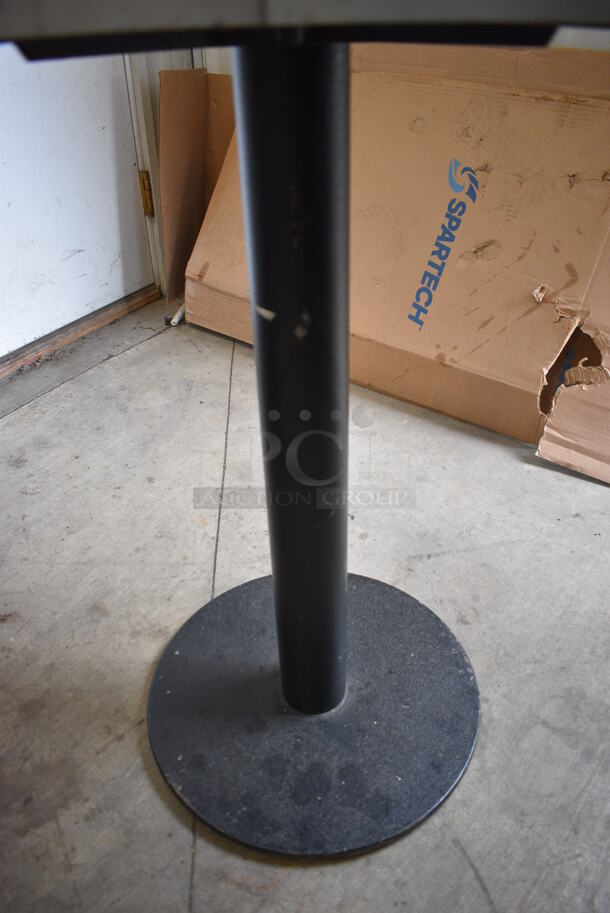 Wood Pattern Dining Height Table on Metal Table Base. 18x23.5x30 - Image 4 of 5