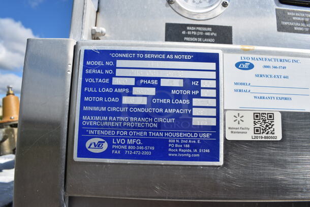 LVO FL14E Stainless Steel Commercial Pot / Pan Washer. 460 Volts, 3 Phase. 36x48x84 - Image 4 of 10