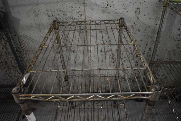 Chrome Finish 3 Tier Wire Shelving Unit. BUYER MUST DISMANTLE. PCI CANNOT DISMANTLE FOR SHIPPING. PLEASE CONSIDER FREIGHT CHARGES. 24x18x36. (kitchen) - Image 3 of 3