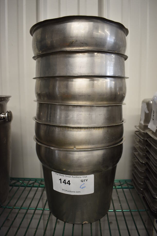 6 Stainless Steel Cylindrical Drop In Bins. 9.5x9.5x8. 6 Times Your Bid!