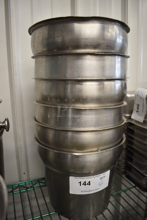 6 Stainless Steel Cylindrical Drop In Bins. 9.5x9.5x8. 6 Times Your Bid! - Image 3 of 3