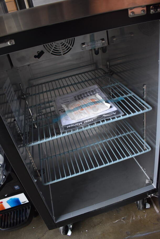 LIKE NEW! Avantco 178UBB1GHC Metal Commercial Single Door Back Bar Cooler Merchandiser on Commercial Casters. Unit Was Used a Few Times at a Trade Show as a Demonstration.  115 Volts, 1 Phase. 24x30.5x39. Tested and Working! - Image 5 of 8