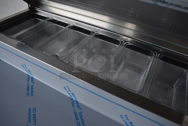 BRAND NEW SCRATCH AND DENT! 2020 Asber Model PWPT67 Stainless Steel Commercial Pizza Prep Table. Missing Compressor. 115 Volts, 1 Phase. 67.5x32.5x40. - Image 4 of 10