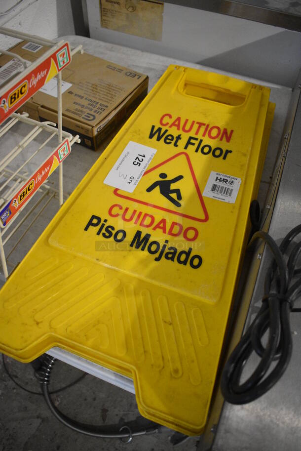 3 Yellow Poly Wet Floor Caution Signs. 12x1x25. 3 Times Your Bid! - Image 2 of 3