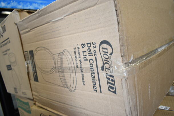 PALLET LOT of 20 BRAND NEW Boxes Including 02122 Marque Napkins, Choice 32 oz Deli Container and Lid, 2 Box Choice Window Sandwich Bakery Bag, 2 Box 433NHT004 Choice Large Size White Plastic T-Shirt, Visoins Black 5" Tasting Forks, 128HD32COMBO ChoiceHD 32 oz. Microwavable Translucent Plastic Deli Container and Lid Combo Pack - 240/Case, 9CPWF Dart White 3 Compartment Famous Service, 760PCC03W Choice White Poly Paper Cold Cup, 5004DNAPWH Choice White Linen-Feel, 500CC20 Choice Clear Plastic Cold Cup, Dart 16RCL Optima White Travel Lid with Reclosable Tab - 1000/Case. 20 Times Your Bid! - Image 6 of 12