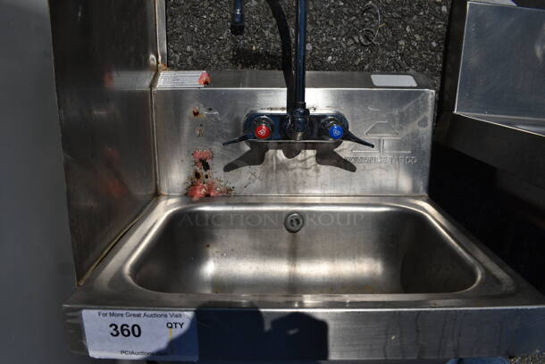 Advance Tabco Stainless Steel Commercial Single Bay Wall Mount Sink w/ Left Side Splash Guard, Faucet and Handles. 17.5x15.5x30 - Image 5 of 5