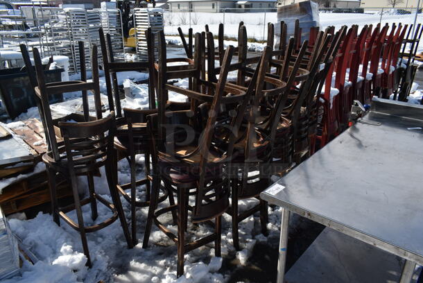 18 Wooden Bar Height Chairs. 18 Times Your Bid! - Image 2 of 6