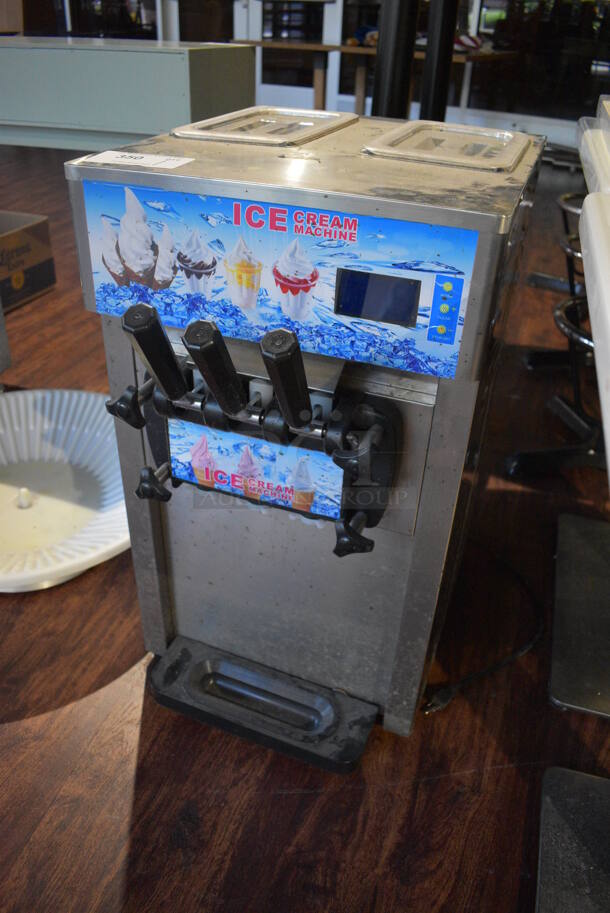 ZM-168 Stainless Steel Commercial Countertop Air Cooled 2 Flavor w/ Twist Soft Serve Ice Cream. 110 Volts, 1 Phase. 17x25x30. Item Was in Working Condition on Last Day of Business. (lounge) - Image 4 of 8