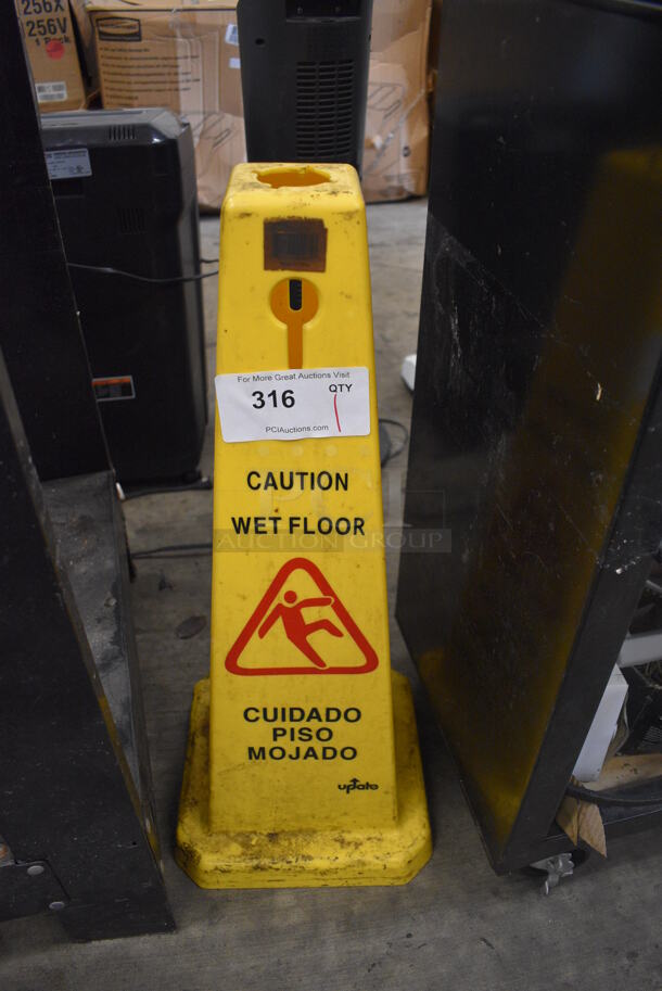 Update Yellow Poly Wet Floor Caution Sign Cone. 11x11x27
