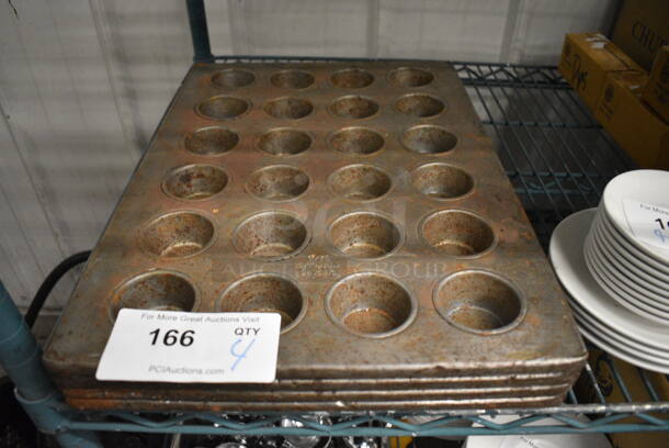 4 Metal 24 Cup Muffin Baking Pans. 13x18x1. 4 Times Your Bid!