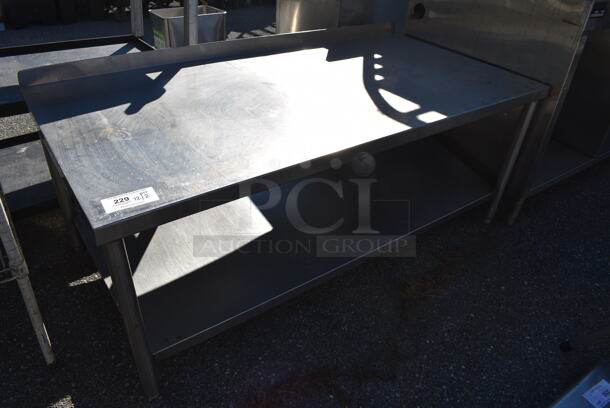Stainless Steel Table w/ Under Shelf and Back Splash. 60x30x26