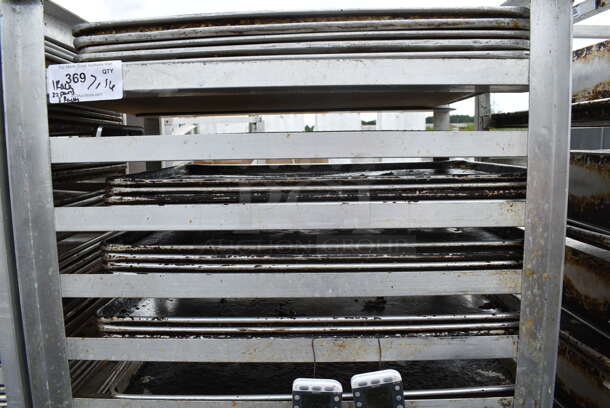Metal Commercial Pan Transport Rack on Commercial Casters w/ 22 Metal Pans - Image 3 of 7