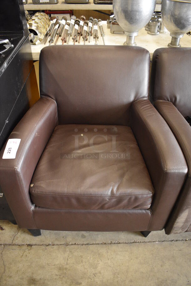 2 Brown Chairs w/ Arm Rests. 1 Leg Needs To Be Reattached. 30x30x32 - Image 2 of 5