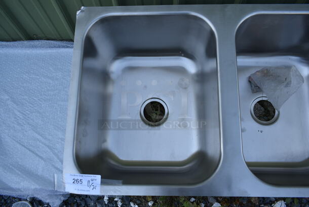 BRAND NEW SCRATCH AND DENT! Stainless Steel 3 Bay Drop In Sink. Bays 16x20 - Image 3 of 3