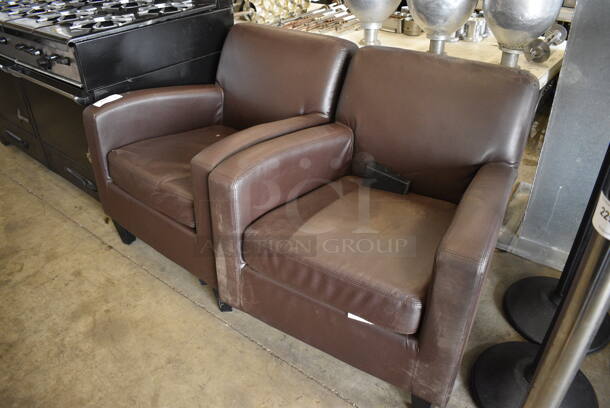 2 Brown Chairs w/ Arm Rests. 1 Leg Needs To Be Reattached. 30x30x32 - Image 4 of 5