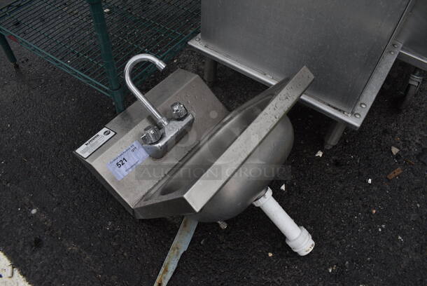 Stainless Steel Commercial Single Bay Wall Mount Sink w/ Faucet and Handles. 15.5x15.5x20 - Image 2 of 4