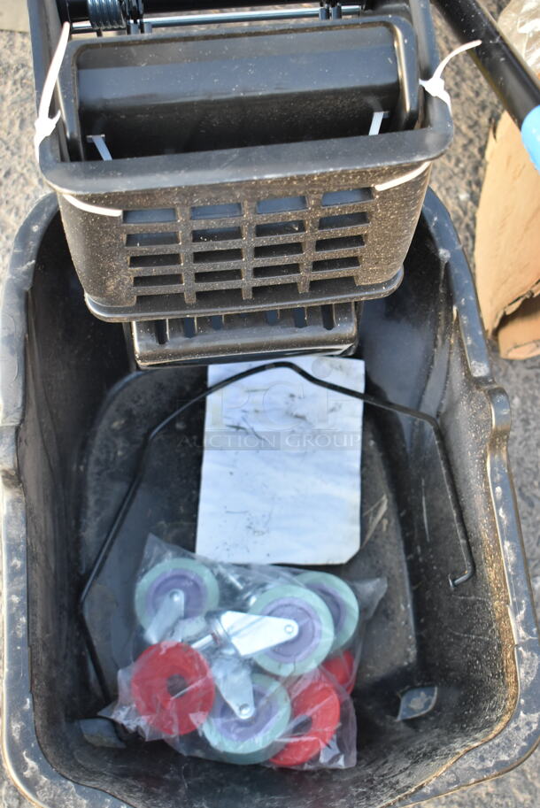 Lavex Black Poly Mop Bucket w/ Wringing Attachment. Comes w/ Casters. - Image 5 of 7