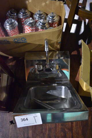 Stainless Steel Commercial Single Bay Wall Mount Sink w/ Faucet and Handles. 12x16x15. (lounge)