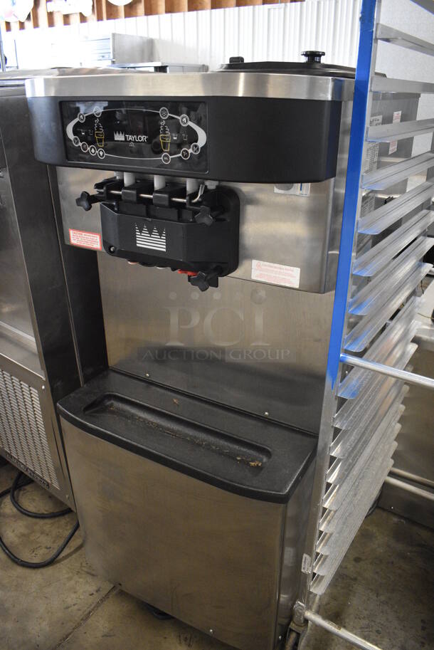 2012 Taylor Model C713-33 Stainless Steel Commercial Floor Style 2 Flavor w/ Twist Soft Serve Ice Cream Machine on Commercial Casters. 208-230 Volts, 3 Phase. 25x36x60 - Image 4 of 6