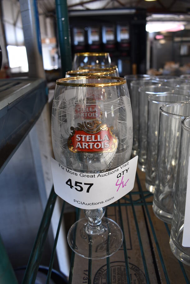 4 Various Stella Artois Beverage Glasses. Includes 3x3x7.5. 4 Times Your Bid!