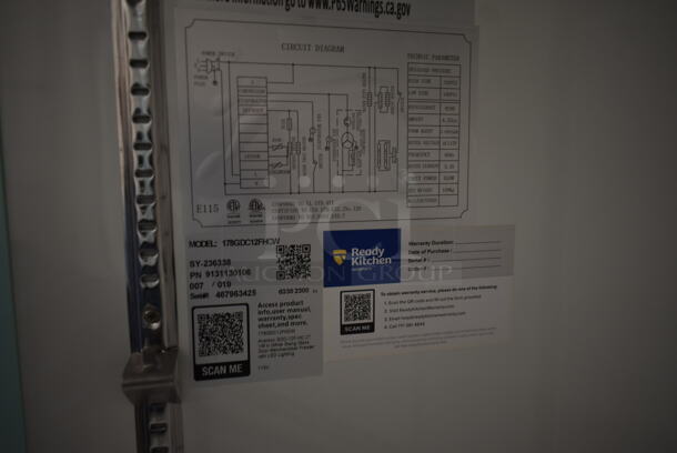 BRAND NEW SCRATCH AND DENT! 2023 Avantco 178GDC12FHCW Metal Commercial Single Door Reach In Freezer Merchandiser w/ Poly Coated Racks. 115 Volts, 1 Phase. Tested and Working! - Image 5 of 6