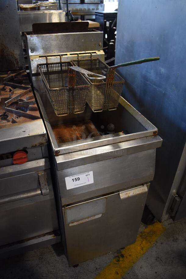 Stainless Steel Commercial Natural Gas Powered Deep Fat Fryer w/ 2 Metal Fry Baskets. 16x31x48 - Image 3 of 7