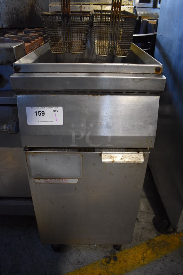 Stainless Steel Commercial Natural Gas Powered Deep Fat Fryer w/ 2 Metal Fry Baskets. 16x31x48 - Image 5 of 7