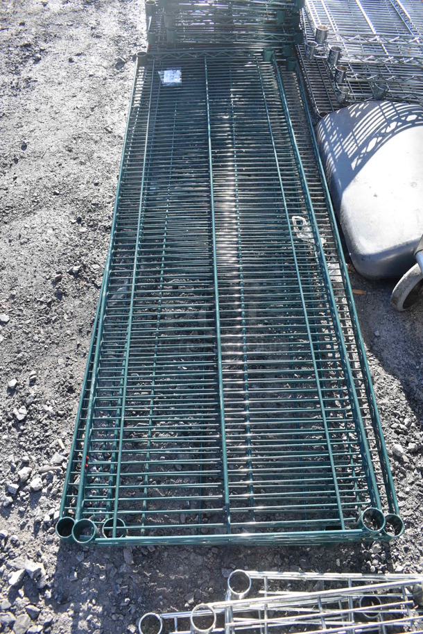 ALL ONE MONEY! Lot of 3 Metro Green Finish Wire Shelves. 60x18x1.5 - Image 2 of 3