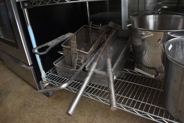 ALL ONE MONEY! Lot of Various Metal Items Including Buckets, Pizza Cone Holder and Fry Basket - Image 4 of 4