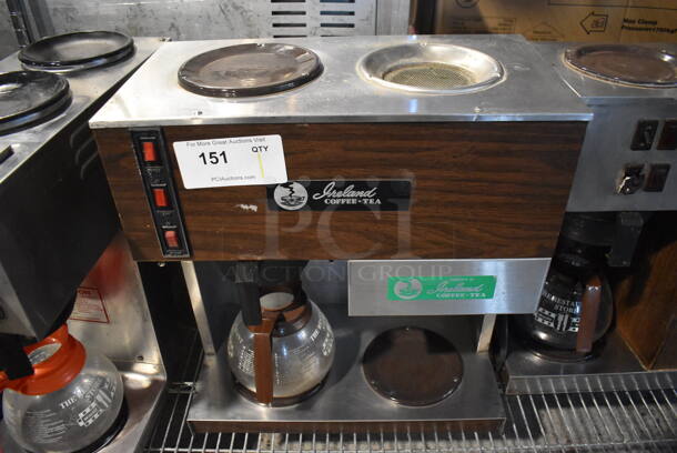 Ireland Stainless Steel Commercial Countertop 3 Burner Coffee Machine w/ Poly Brew Basket and Coffee Pot. 18x9.5x20
