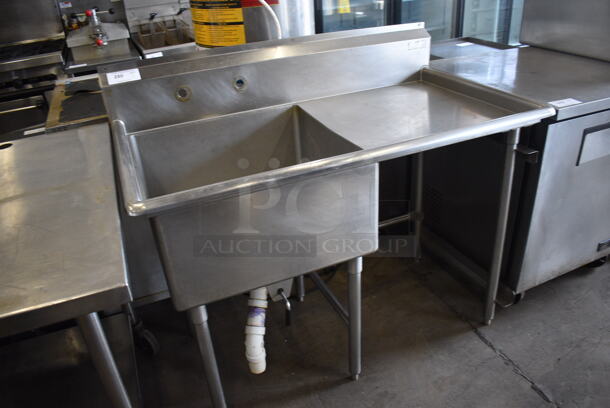 Stainless Steel Commercial Single Bay Sink w/ Right Side Drainboard. 50x29x45. Bay 24x24x12. Drainboard 22x25x1 - Image 4 of 5