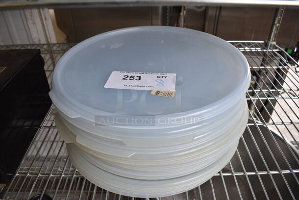 ALL ONE MONEY! Lot of 8 Clear Poly Round Lids! 12.5x12.5x1