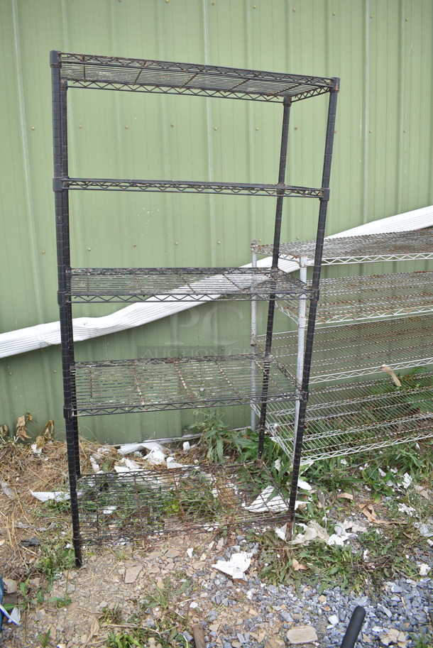 4 Wire Shelving Units; Three Chrome Finish 4 Tier and One Black Finish 5 Tier. 14x18x71, 48x18x72, 60x24x49, 36x18x72. 4 Times Your Bid! BUYER MUST DISMANTLE. PCI CANNOT DISMANTLE FOR SHIPPING. PLEASE CONSIDER FREIGHT CHARGES. - Image 5 of 5