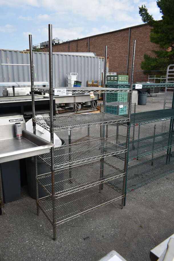 Chrome Finish 5 Tier Wire Shelving Unit. BUYER MUST DISMANTLE. PCI CANNOT DISMANTLE FOR SHIPPING. PLEASE CONSIDER FREIGHT CHARGES. - Image 2 of 2