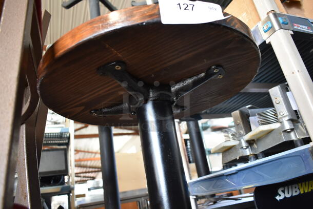 Wooden Round Bar Height Table on Black Metal Table Base. - Image 3 of 4