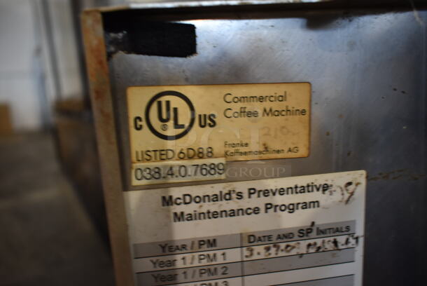 Franke Sinfonia Metal Commercial Countertop Automatic Coffee Espresso Machine. Missing Hoppers. - Image 8 of 8