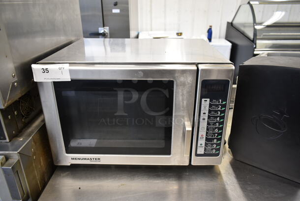 Menumaster RFS12TSW Stainless Steel Commercial Countertop Microwave Oven. 120 Volts, 1 Phase. 