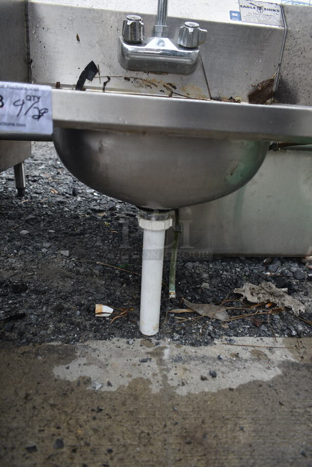 Eagle Stainless Steel Commercial Single Bay Wall Mount Sink w/ Faucet and Handles. - Image 6 of 6