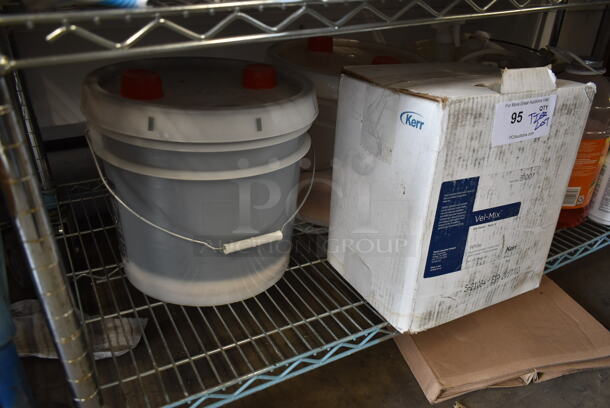 ALL ONE MONEY! Tier Lot of Various Items Including Poly Bucket and Metal Tins - Image 4 of 4