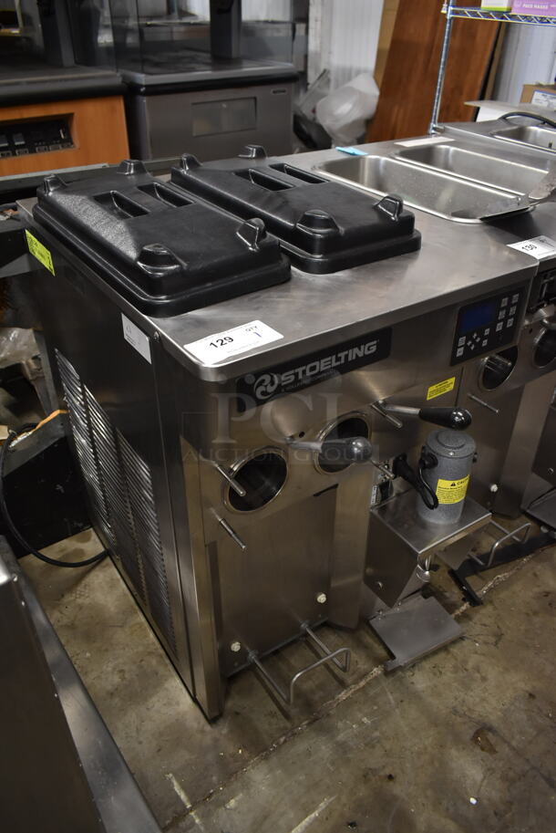 Stoelting Stainless Steel Commercial Countertop Air Cooled 2 Flavor w/ Twist Soft Serve Ice Cream Machine w/ Mixing Head Attachment. 208-240 Volts, 1 Phase.  - Image 2 of 8