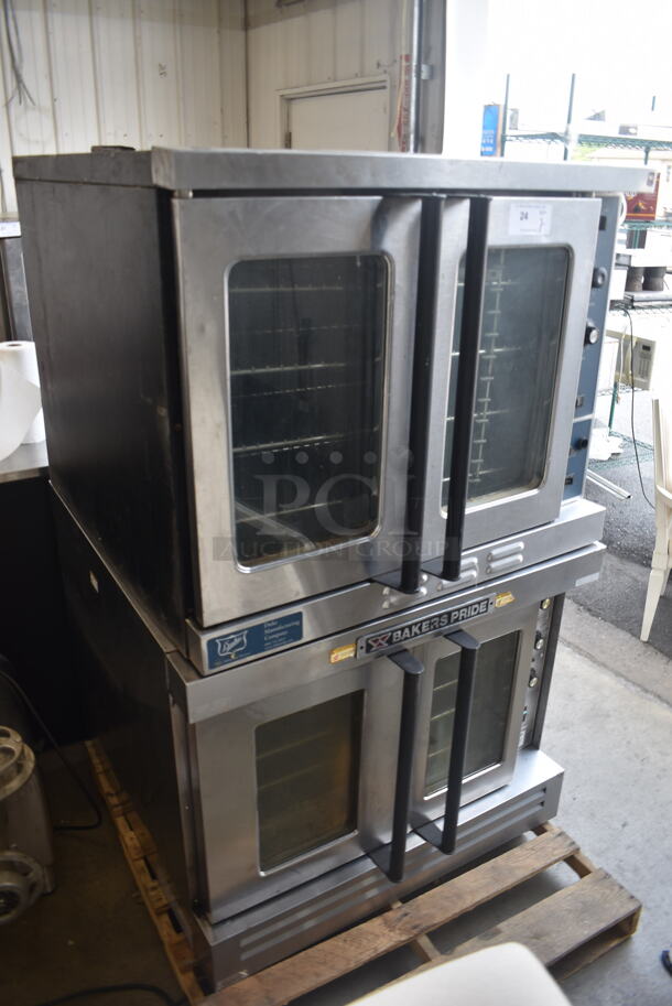 2 Baker's Pride And Duke Commercial Stainless Steel Double Deck Convection Ovens With Steel Racks. Baker's Pride is Natural Gas and Duke is Electric Powered. 2 Times Your Bid!  - Image 2 of 10