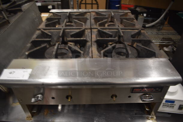 Tri-Star Commercial Stainless Steel Countertop Natural Gas Powered Hot Plate With 4 Burners.