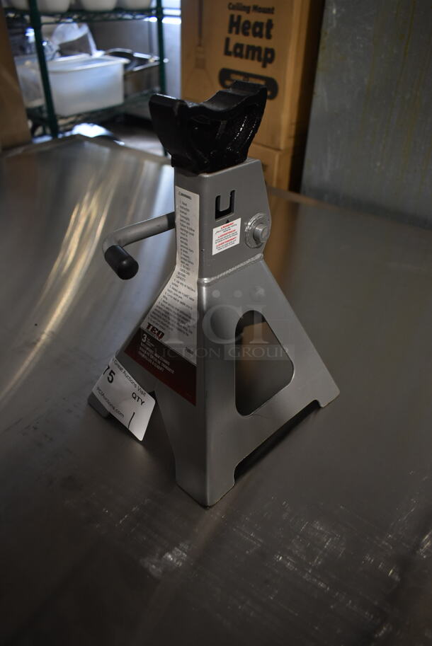 TEQ 3 Ton Gray Metal Ratcheting Jack Stand. - Image 2 of 5