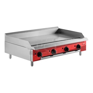 BRAND NEW SCRATCH & DENT! Avantco Chef Series CAG-48-TG 48" Countertop Gas Griddle with Thermostatic Controls - 140,000 BTU. Dented Slight Surface Rust