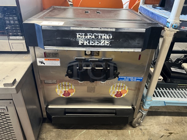 Electro Freeze Model CS8-237 Stainless Steel Commercial Countertop Air Cooled 2 Flavor w/ Twist Soft Serve Ice Cream Machine. 208-230 Volts, 1 Phase. 27x26x30